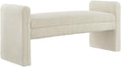 Modern Upholstered Bed Bench Covered with Soft Boucle Teddy Fabric, Lovely Entryway Bench Ottoman with Armrest,5062-Cream