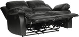 Manual Recliner Loveseat - Black Faux Leather