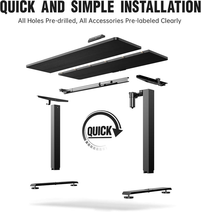 47.2 Inch Electric Standing Desk, Height Adjustable Sit Stand Up, Wood Desktop, Work Home Office Computer PC Table, Tall Standup Workstation, Gaming Writing Study Bedroom Rising Desks, Black