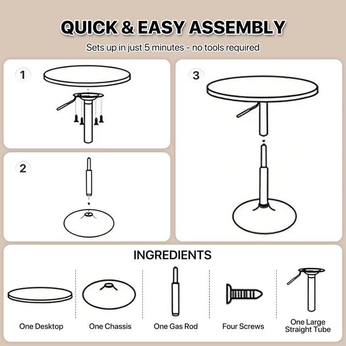 31" round Bar Table Height Adjustable 26"-35" Pub Table with Enlarged Base for Living Room Patio Bistro Café, Black