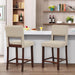 24.5" Counter Height Bar Stools Set of 4, Linen Barstools with Back, Rubber Wood Legs, Max Load 400 Lbs, Modern Upholstered Bar Dining Chairs for Kitchen Island Pub, Beige
