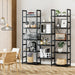 Industrial Black Triple Column Five Tier Bookshelf