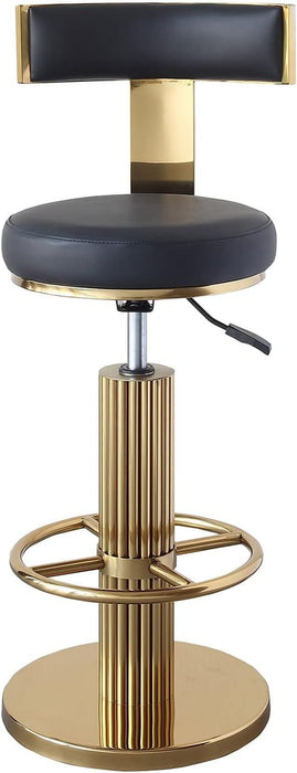 Swivel Bar Stools with Backrest, Modern Adjustable Height Counter Stool with Metal Legs and Comfortable Cushion, Black and Gold Bar Chair for Kitchen Island Counter (Black)
