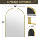 Gold Arched Mirror, 24 X 32 Inch Arch Wall Mirror, Brass Metal Frame Bathroom Mirror, Arched Top Bathroom Vanity Mirror for Living Room Bedroom Mantel Entryway Hallways