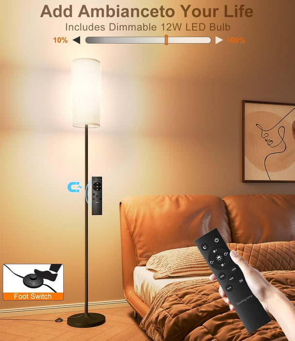 Black Industrial Floor Lamp With Programmable Remote