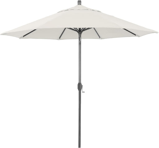 12-Year-Non-Fading, 9Ft Premium Sunbrella Patio Umbrella, Hand-Crank, Button-Tilt, Gray Frame, Natural Fabric