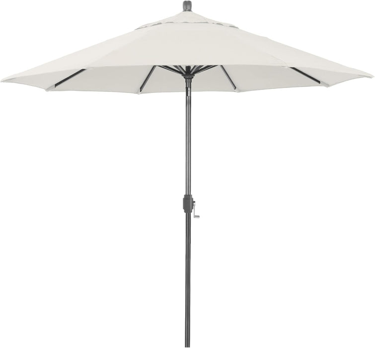 12-Year-Non-Fading, 9Ft Premium Sunbrella Patio Umbrella, Hand-Crank, Button-Tilt, Gray Frame, Natural Fabric