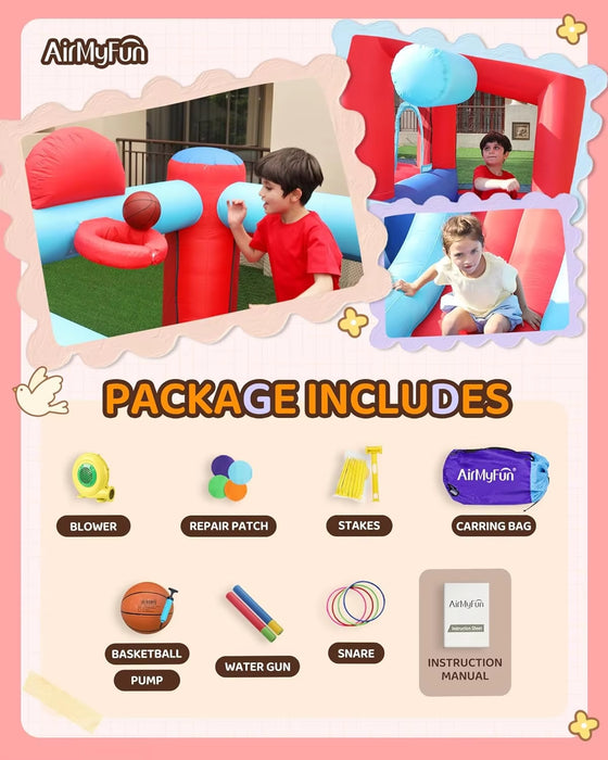 Airmyfun Inflatable Bounce House with Slide, Jumping Castle with Blower,Children Outdoor Playhouse with Jumping Ball