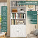Bookshelf, Industrial Bookshelves and Bookcases with Doors Floor Standing 6 Shelf Display Storage Shelves 70.6 Inches Tall Bookcase for Home Office, Living Room (White)