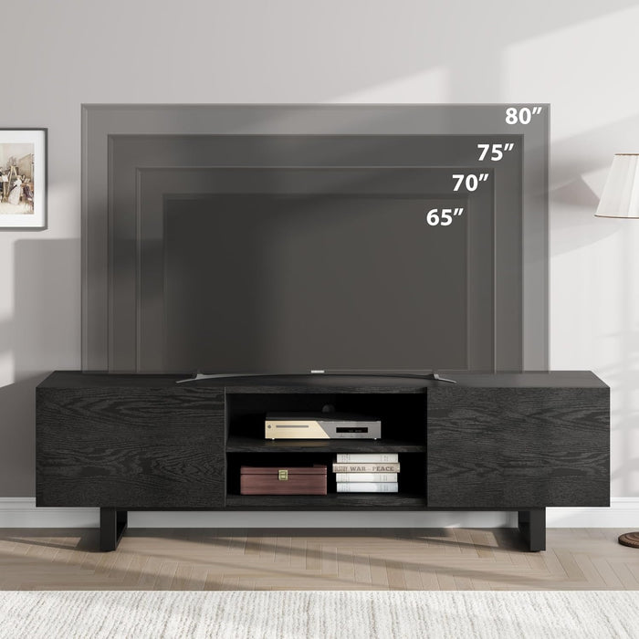 70 Inch TV Stand for 75 Inch Tvs with Storage, Mid Century Modern Wood Entertainment Center for Living Room Bedroom, TV Media Console