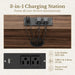 3 Drawer File Cabinet, Fluted Wood Lateral Filing Cabinet with Charging Station for Home Office, Fits for A4/Letter-Sized Files, Printer Stand with Open Storage Shelves, Black Walnut