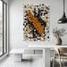 Orange and White​​ Mosaic Wall Art Wood Wall Art Wooden Wall Decor Large Wall Decor Creative Wood Block Decorative Painting for Office Living Room 27.6" X 39.4"