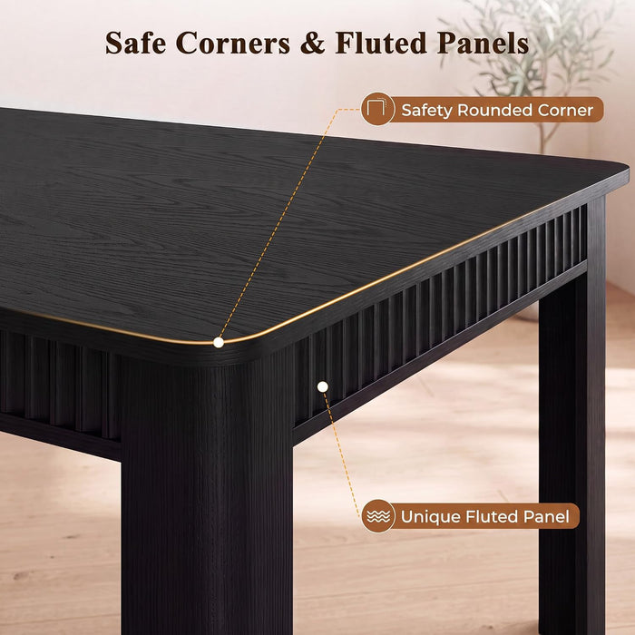 70" Rectangle Dining Table for 6-8, Wooden Kitchen Table, Black