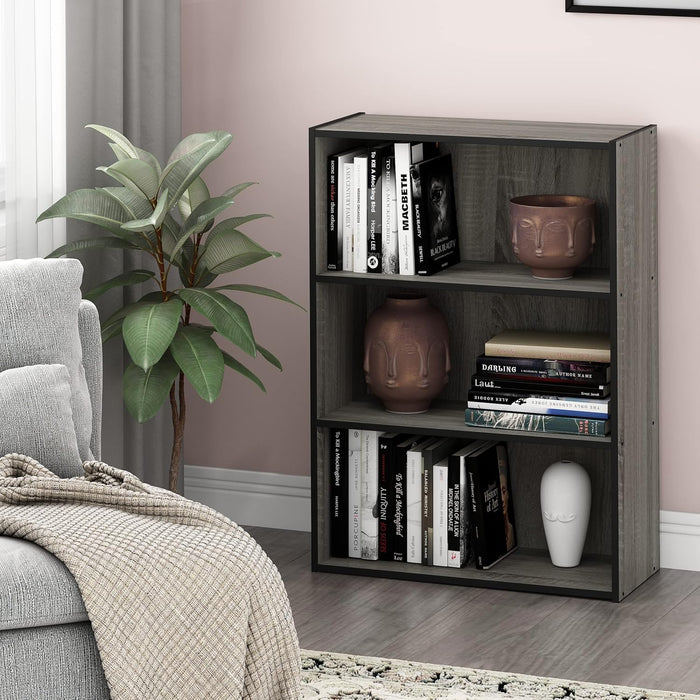 Pasir 3-Tier Open Shelf Bookcase, French Oak Grey