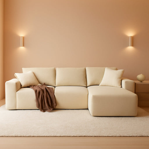 136Inch Modular LShaped Sectional Sofa BeigeBoucle