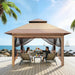 13X13 Pop up Gazebo, Instant Outdoor Gazebo with Mosquito Netting, Vented Roof and Carry Bag for Patio, Garden & Backyard - Beige & Coffee