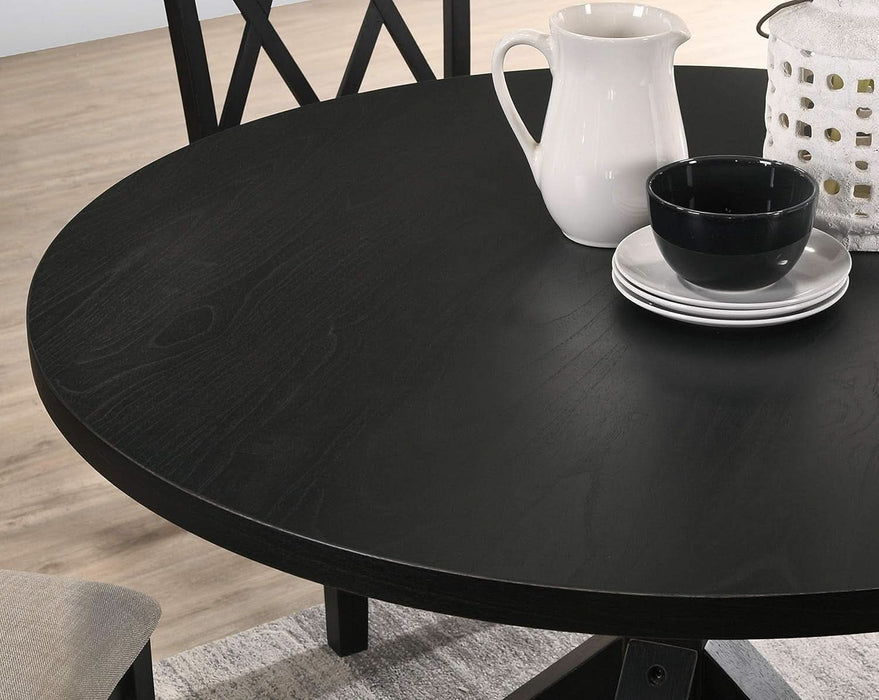 Windvale Cross-Buck Wood 5-Piece Dining Set in Black