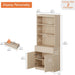 Modern 72" Tall Bookshelf with Doors, Drawers & Adjustable Shelves, Library Bookcase with Storage Cabinet and Open Shelving, Wood Bookcase for Home Office, Living Room, Beige, 1 PC