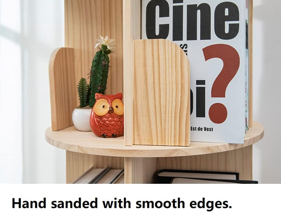 Wooden Rotating Bookshelf 2Tier Floor Display Rack