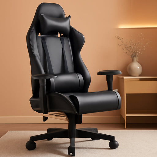 Gaming Chair with Footrest, Ergonomic Computer Game Desk Chair, Reclining Gaming Chair Seat Height Adjustment, Swivel Rocker with Headrest and Lumbar (Gray)