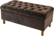 Home Decor | Tufted Ainsley Button Storage Ottoman Bench with Hinged Lid | Ottoman Bench with Storage for Living Room & Bedroom, Chocolate Brown Velvet