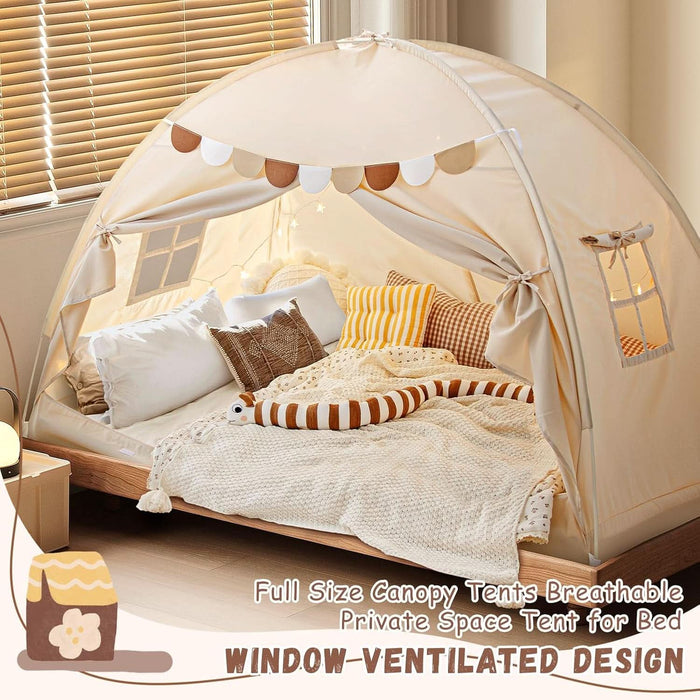 Full Size Bed Canopy Toddler Bed Tents for Kids Dream Tent on Bunk Bed Privacy Space Blackout Sleeping Playhouse Tents Indoor Portable Drafty House for Boys Girl Birthday