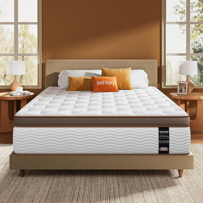 Premium Queen Mattress 14 Inch - Hybrid Mattress with Advanced Pocket Spring Technology - Optimal Spinal Support - Pain Relief and Motion Isolation, Certipur-Us Certified