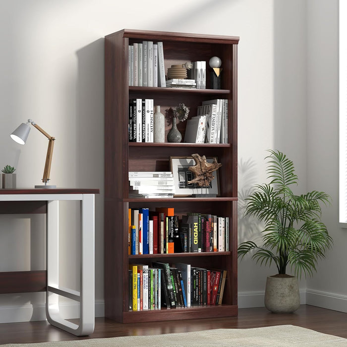 5- Shelf Bookcase, Wood Book Shelf with Bookshelves