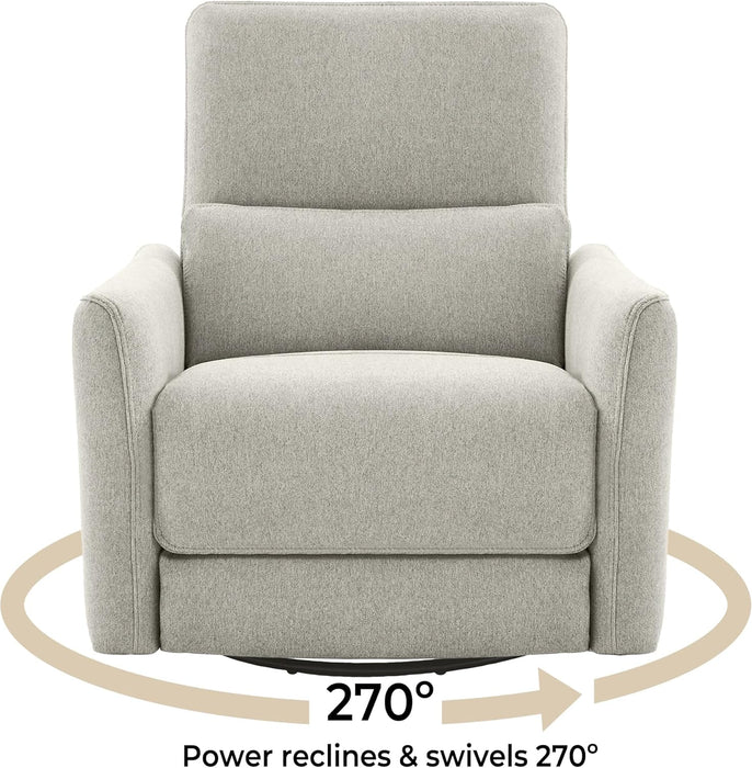 Power Recliner Chair Swivel Glider, FSC Certified Fabric Living Room Nursery Reclining Sofa Chair with Lumbar Support, Dove Grey