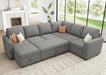 Modular Sectional Sleeper Sofa U-Shaped, Warm Grey