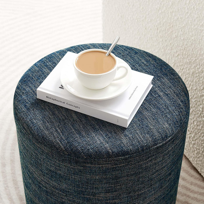 16" round Woven Heathered Fabric Upholstered Upholstered Ottoman