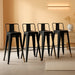 Metal Barstools Set of 4 Industrial Bar Stools with X-Brace Support, Matte Black, 30 Inch