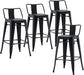 Metal Barstools Set of 4 Industrial Bar Stools with X-Brace Support, Matte Black, 30 Inch