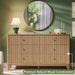 Fluted 6 Drawers Dresser, 54" Wide Modern Chest of Drawers with round Corners, Wooden Dresser TV Stand, Wood Drawer Organizer for Bedroom, Living Room, Hallway