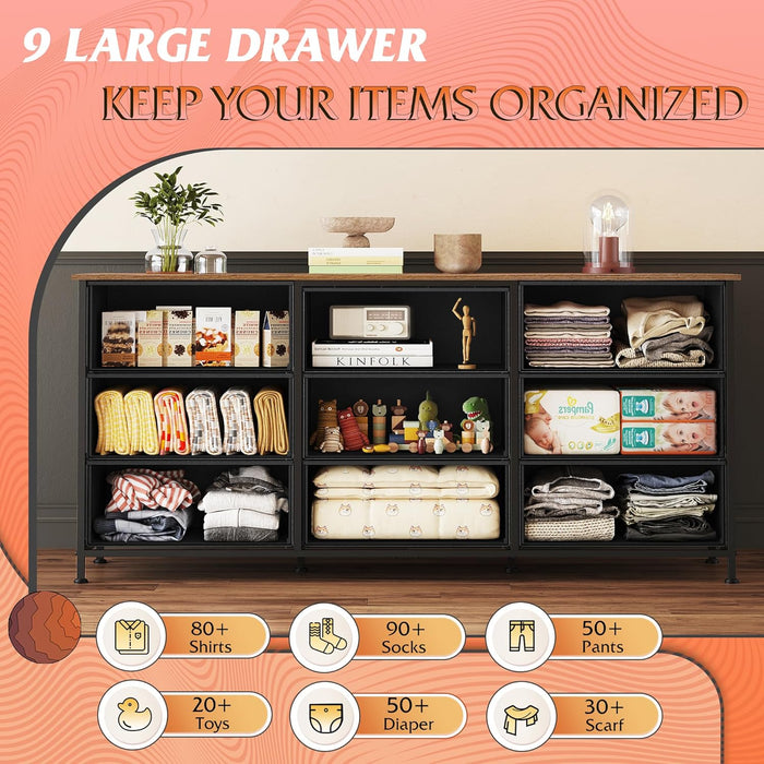 FiftyFourInch Rustic Brown Dresser TV Console Cabinet