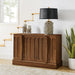 45" Mid-Century Modern Sideboard Buffet Cabinet with Fluted Doors,Credenza Storage Cabinet with Solid Wood Veneer,Seamless Base Accent Cabinet,Walnut