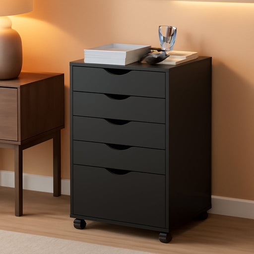 7 Drawer Office Storage Cabinet, Rolling File Cabinet for Office, Black