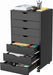 7 Drawer Office Storage Cabinet, Rolling File Cabinet for Office, Black
