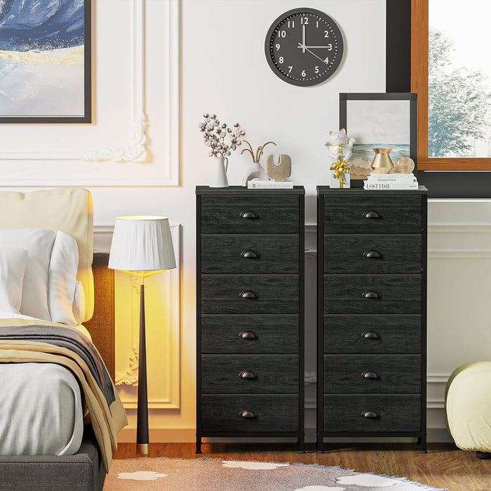 Tall Dresser With 6 Drawers Black Vertical Nightstand