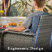 6-Piece Wicker Patio Conversation Set, Beige, 6 Seats