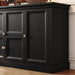 63" Large Buffet Cabinet with Storage, Farmhouse Sideboard Cabinet with Grooved Barn Doors, Wood Rustic Kitchen Buffet Table Coffee Bar Storage Cabinet for Kitchen, Living Room (Black)