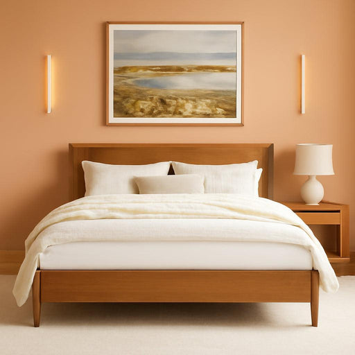 Bed Frame King Size, Acacia Wood Platform with Headboard, No Box Spring Needed, 800Lb Capacity, Non-Slip without Noise, Easy Assembly, Dark Wood