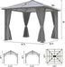 10x10 Ft Outdoor Gazebo Polycarbonate Roof SteelFrame