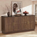 66.5" Sideboard Buffet Cabinet with Storage, Modern Credenza with Faux Marble Top & Arched Doors, Large Wood Accent Cabinet for Living Room, Kitchen, Entryway
