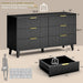 Wood 6 Drawers Dresser, 53.2" W Fluted Modern Dressers for Bedroom
