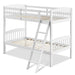 Hardwood Twin Bunk Beds with Inclined Ladder and Safety Guardrails