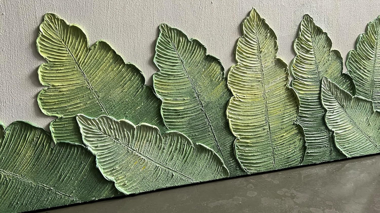 - Long Size 20X60 Inch Modern Minimalist 3D Textured Wall Art Oil Paintings on Canvas Green Plant Paintings Handmade Abstract Artwork Painting Canvas Wall Art for Bedroom Home Wall Art Deco Oil Painting