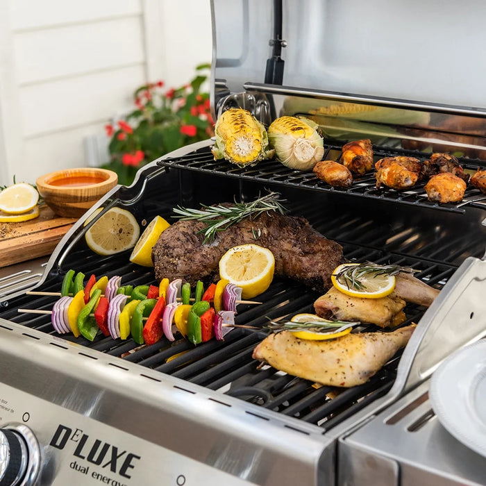 Deluxe 2-Burner Propane Gas Grill W/ 2 Foldable Shelves, Outdoor Cooking, Patio, BBQ, Silver & Black, 720-0864RA