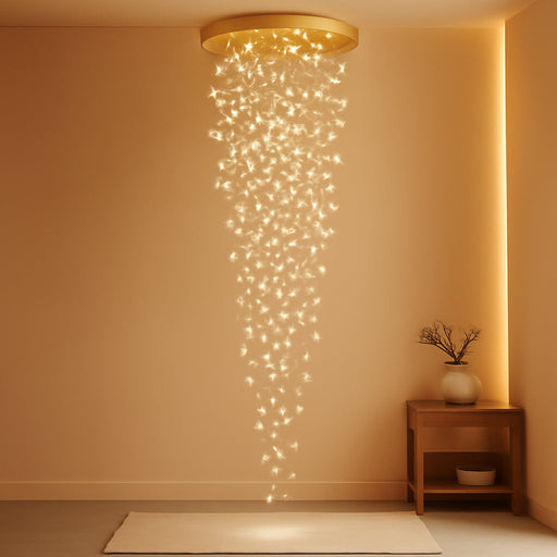 98'' Modern Crystal Chandelier for Entryway Raindrop Chandeliers LED Dimmable High Ceiling Flush Mount Light Fixtures for Staircaes Hallway Foyer Living Room LED Bulbs Included Gold
