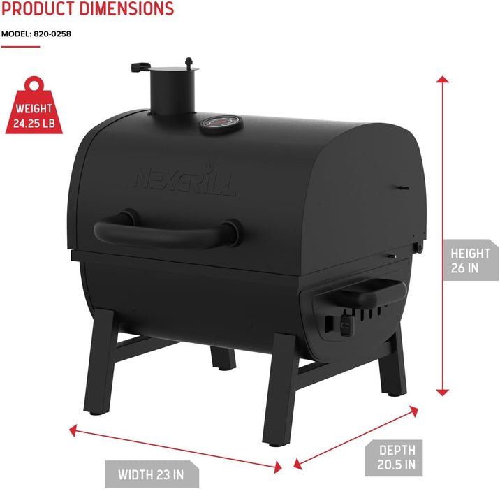 17.5" Portable Charcoal Grill with Adjustable Chimney Vent, 349 SQ. in Cooking Area, Table Top Grill for Camping, Outdoor Cooking, Patios, and More – 820-0258